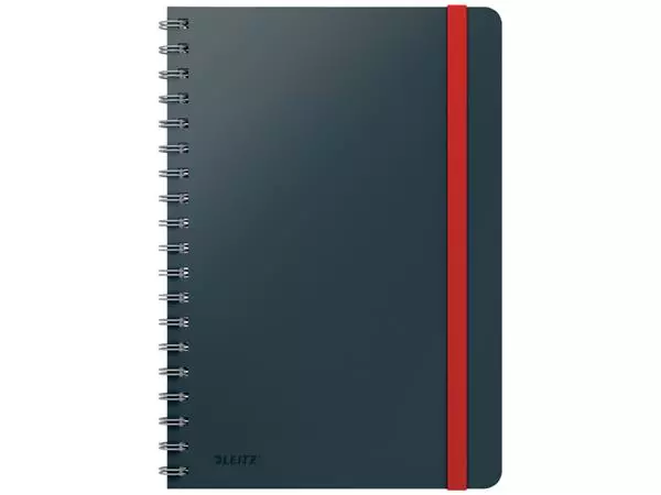 Notitieboek Leitz Cosy B5 160blz 100gr spiraal lijn grijs