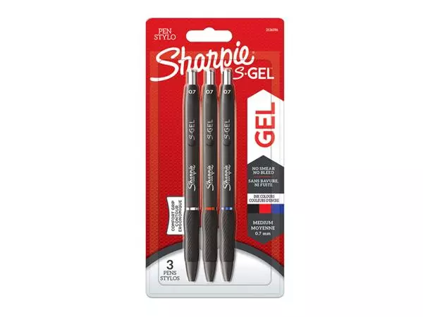 Gelschrijver Sharpie S-gel medium assorti blister à 3 stuks