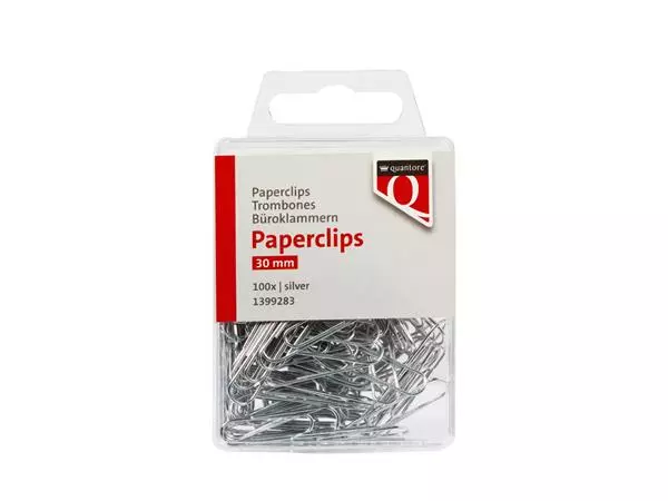 Buy your Paperclip Quantore 30mm rond 100 stuks zilver at QuickOffice BV