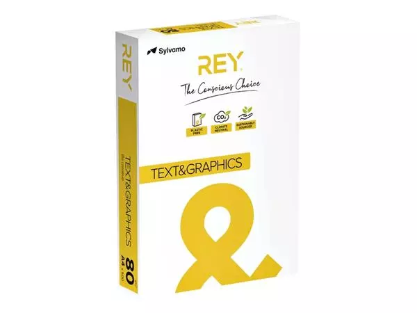 Een Kopieerpapier Rey Text & Graphics A4 80gr wit 500vel koop je bij Romijn Office Supply