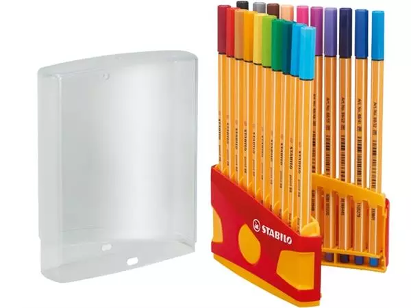 Een Fineliner STABILO point 88 ColorParade rollerset geel/rood fijn assorti etui à 20 stuks koop je bij Sysdicom BV