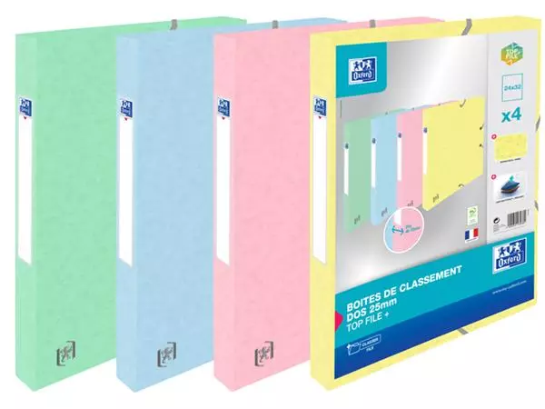 Een Elastobox Oxford Top File+ A4 25mm pastel assorti koop je bij Den Otter Kantoorpartners B.V.