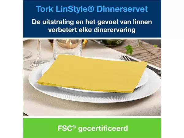 Een Dinnerservetten Tork LinStyle® 1/4-vouw 1-laags 50st mosterdgeel 478882 koop je bij De Joma BV