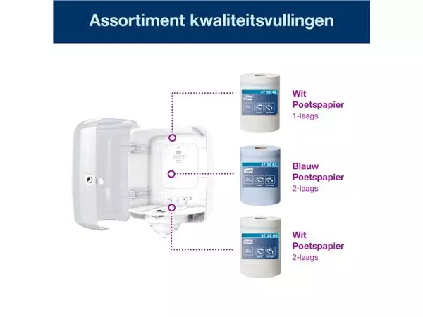 Een Poetsroldispenser Tork Reflex™M4 vel-voor-vel performancelijn wit 473190 koop je bij Sysdicom BV