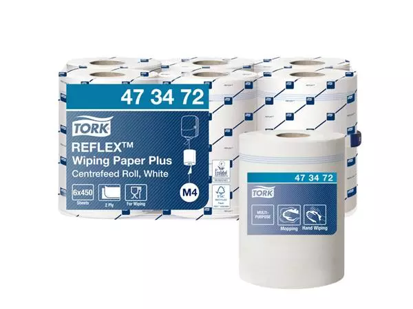 Een Poetsrol Tork Reflex Plus 2 laags wit 473472 koop je bij All Office Kuipers BV