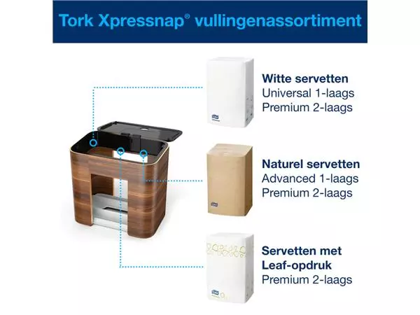 Een Servetdispenser Tork Xpressnap® tabletop N4 compact image walnoot 273002 koop je bij Friese Schrijfkamer