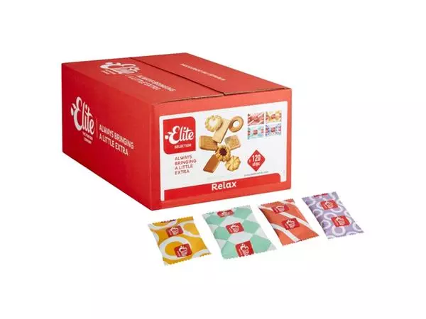 Een Koekjes Elite Selection Relax mix 120 stuks koop je bij van Kerkvoorde & Hollander B.V.