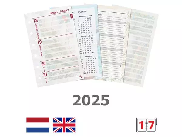 Agendavulling 2025 Kalpa Pocket bloemen 7dagen/2pagina's