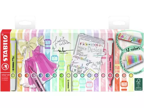 Een Markeerstift STABILO Swing cool 275/18 assorti deskset à 18 stuks koop je bij QuickOffice BV