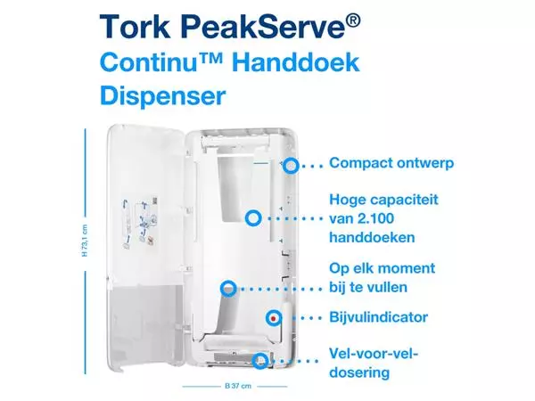 Een Handdoekdispenser Tork PeakServe® Continu™ H5 Elevation wit 552500 koop je bij De Joma BV