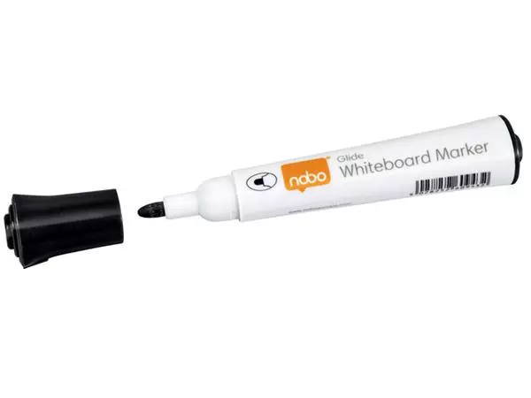 Een Viltstift Nobo whiteboard Glide rond zwart 2mm koop je bij Draais.com