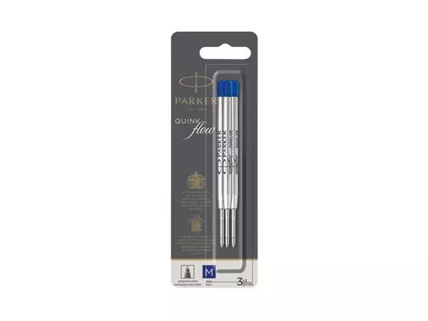 Een Balpenvulling Parker Quinkflow medium blauw blister à 3 stuks koop je bij Romijn Office Supply