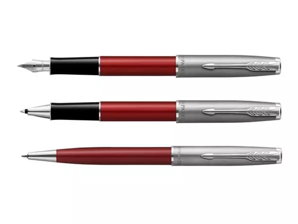 Een Rollerpen Parker Sonnet Sand Blasted Metal & Red Lacquer F koop je bij Supply Mij