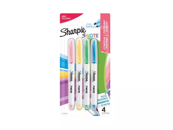 Markeerstift Sharpie S-note assorti blister à 4 stuks