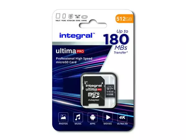 Een Geheugenkaart Integral microSDXC 512GB koop je bij iPlusoffice