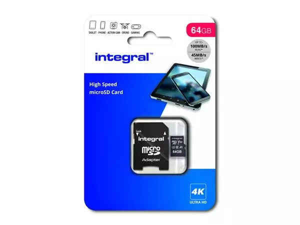 Een Geheugenkaart Integral microSDXC 64GB koop je bij Sysdicom BV