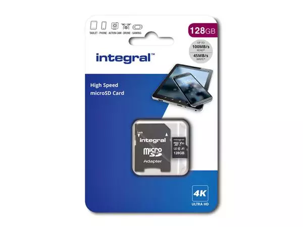 Een Geheugenkaart Integral microSDXC 128GB koop je bij iPlusoffice