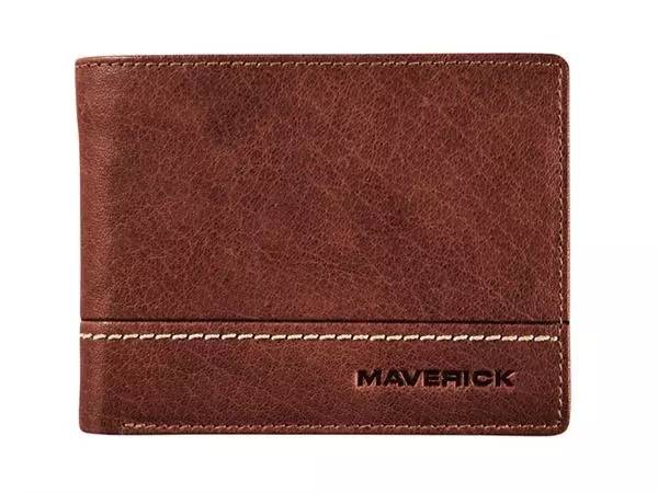 Een Portemonee Maverick Rough Gear compact met kleingeldvak RFID leer bruin koop je bij Kantorice office & business supplies