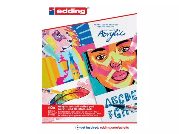 Olie- en Acrylblok edding 30010 A4 10 vel 300 gram wit