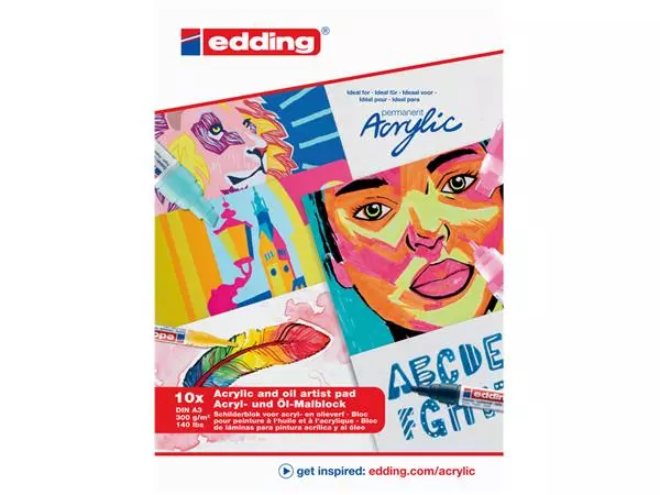 Olie- en Acrylblok edding 30010 A3 10 vel 300 gram wit