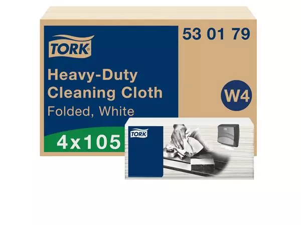 Reinigingsdoek Tork Heavy-Duty W4 multifunctioneel nonwoven 150 vel wit 530179