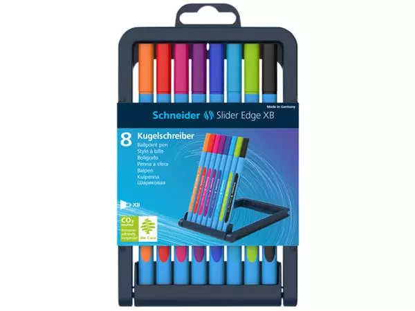 Een Balpen Schneider Slider Edge extra breed assorti etui à 8 stuks koop je bij All Office Kuipers BV