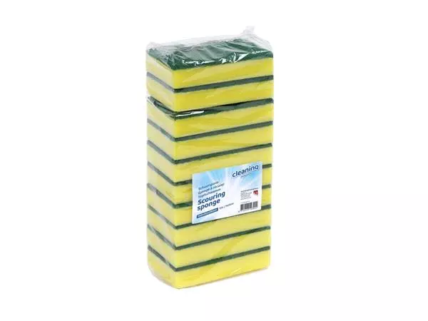 Een Schuurspons Cleaninq 140x90x28mm geel/groen koop je bij All Office Kuipers BV