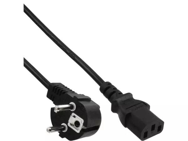 Kabel inLine STROOM C13 recht - CEE7/7 haaks 1,8 meter zwart