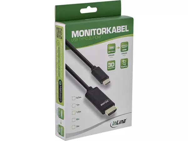 Een KABEL INLINE USB-C HDMI 3.1 2.0 4K M/M 2 M ZWART koop je bij Egner kantoorspecialisten