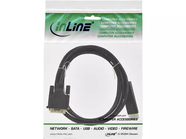 Een Kabel inLine Displayport DVI 24+1 M/M 2 meter zwart koop je bij Friese Schrijfkamer