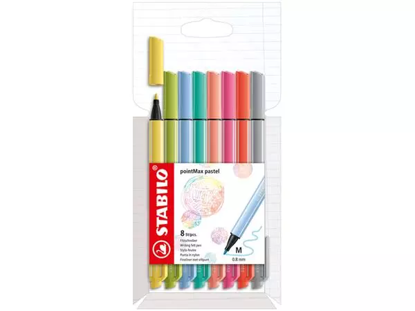 Viltstift STABILO pointMax 488/8 medium assorti pastel etui à 8 stuks