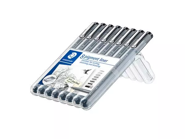 Een Fineliner Staedtler pigment 308 8 st ass koop je bij Egner kantoorspecialisten