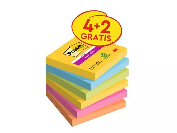 Een Memoblok Post-it 654 Super Sticky 76x76mm 4+2 gratis Carnival koop je bij Avoux