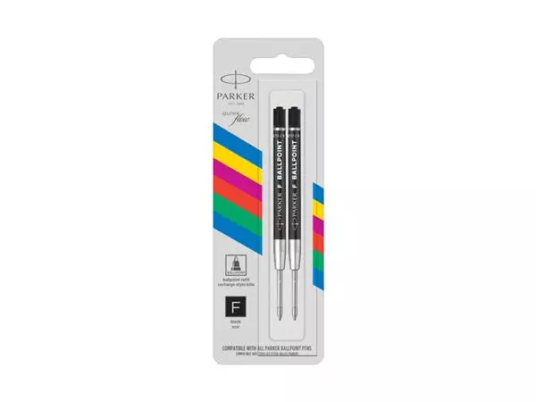 Een Recharges Stylo bille Parker Eco Fin noir blister 2 pièces koop je bij QuickOffice BV