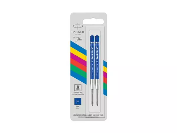 Een Recharges Stylo bille Parker Eco Fin bleu blister 2 pièces koop je bij QuickOffice BV