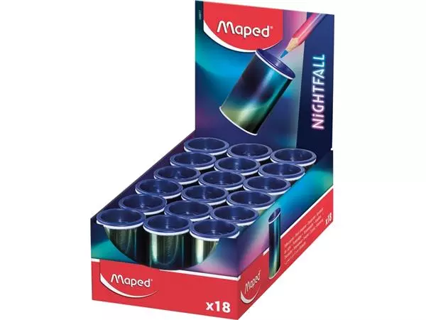 Een Puntenslijper Maped Nightfall 1gaats display á 18 stuks koop je bij De Rijk Kantoorshop