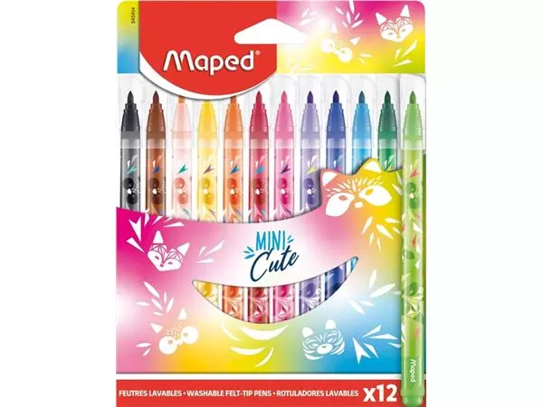 Een Viltstift Maped Mini Cute set á 12 kleuren koop je bij Sysdicom BV