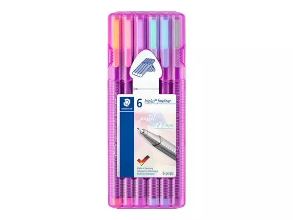 Een Fineliner Staedtler Triplus 334 0,3mm 6 pastelkleuren koop je bij De Rijk Kantoorshop