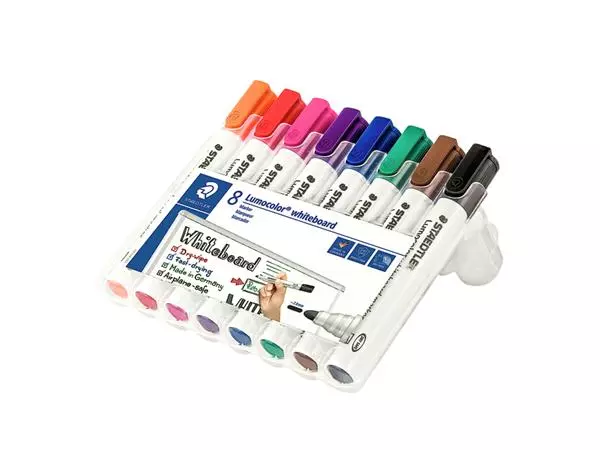 Een Viltstift Staedtler Lumocolor 351 whiteboard set à 8 stuks assorti koop je bij De Joma BV