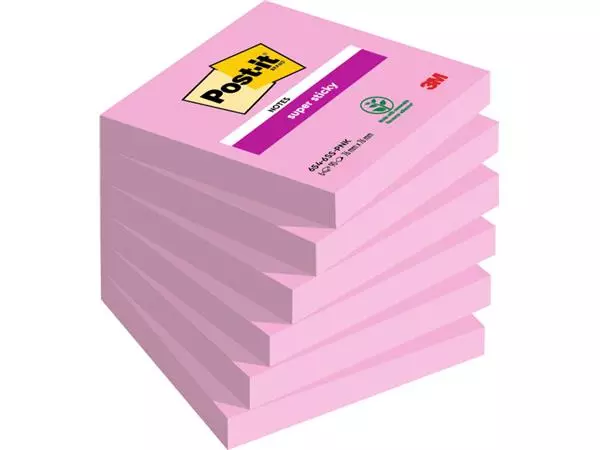 Een Memoblok Post-it 654 Super Sticky 76x76mm roze koop je bij De Joma BV