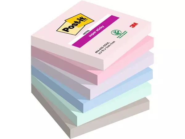 Een Memoblok Post-it 654 Super Sticky 76x76mm Soulful 6 stuks koop je bij VDB Office Express B.V.