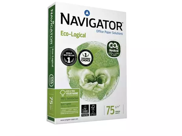 Een Kopieerpapier Navigator Eco-Logical CO2 A4 75gr wit 500vel koop je bij Sysdicom BV