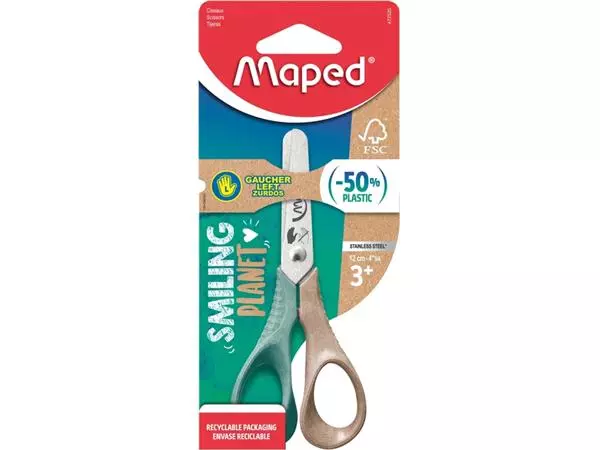 Een Schaar Maped Smiling Planet 12cm links koop je bij Friese Schrijfkamer