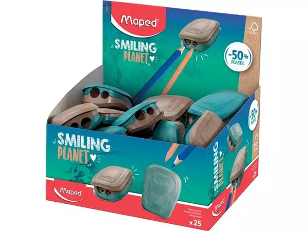 Een Puntenslijper Maped Smiling Planet 2-gaats display à 25 stuks koop je bij Company Supplies