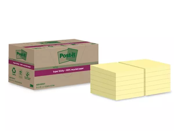 Memoblok Post-it 622 RSS12CY 47,6x47,6mm canary yellow 12 stuks