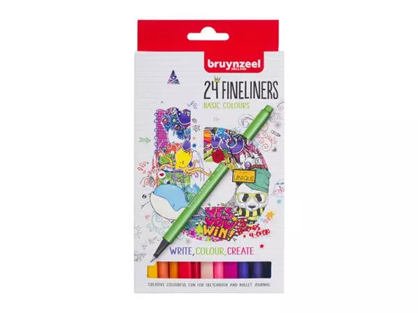 Een Fineliner Bruynzeel set á 24 kleuren assorti koop je bij Sysdicom BV