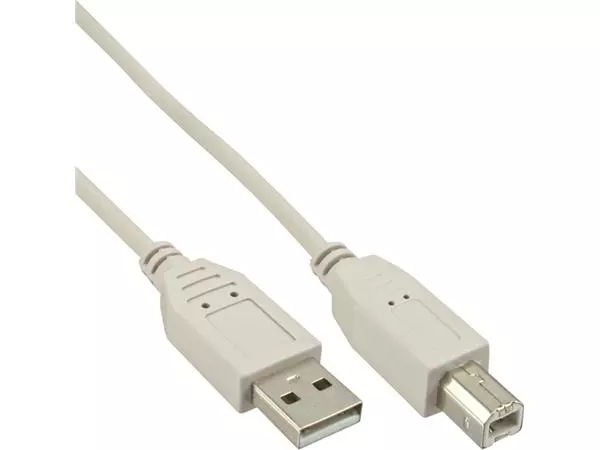 Een Kabel InLine USB-A USB-B 2.0 M 3 meter beige koop je bij Continu Kantoor