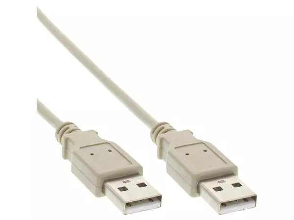 Een Kabel Inline USB-A 2.0 M-M 2 meter beige koop je bij Kantoorboekhandel Van Atten