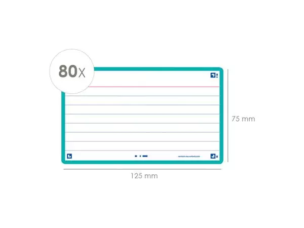 Een Flashcard Oxf 2.0 75x125mm 80vel 250gr lijn mint koop je bij "De Waal" Kantoor Efficiency