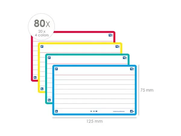 Een Flashcard Oxf 2.0 75x125mm 80vel 250gr lijn ass koop je bij "De Waal" Kantoor Efficiency